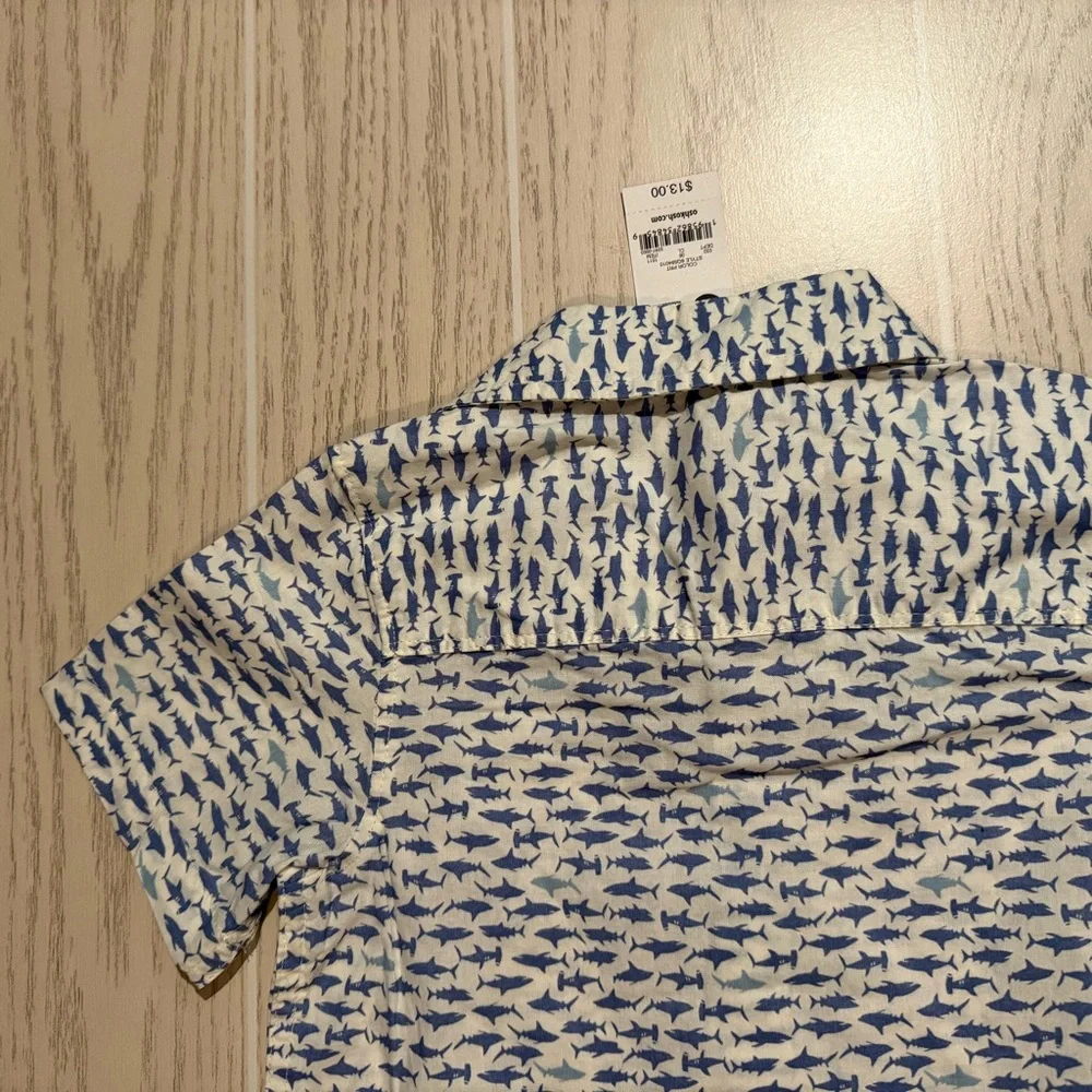OshKosh Toddler Boy Shark Shirt Size 2T Button‎ Up Blue NEW